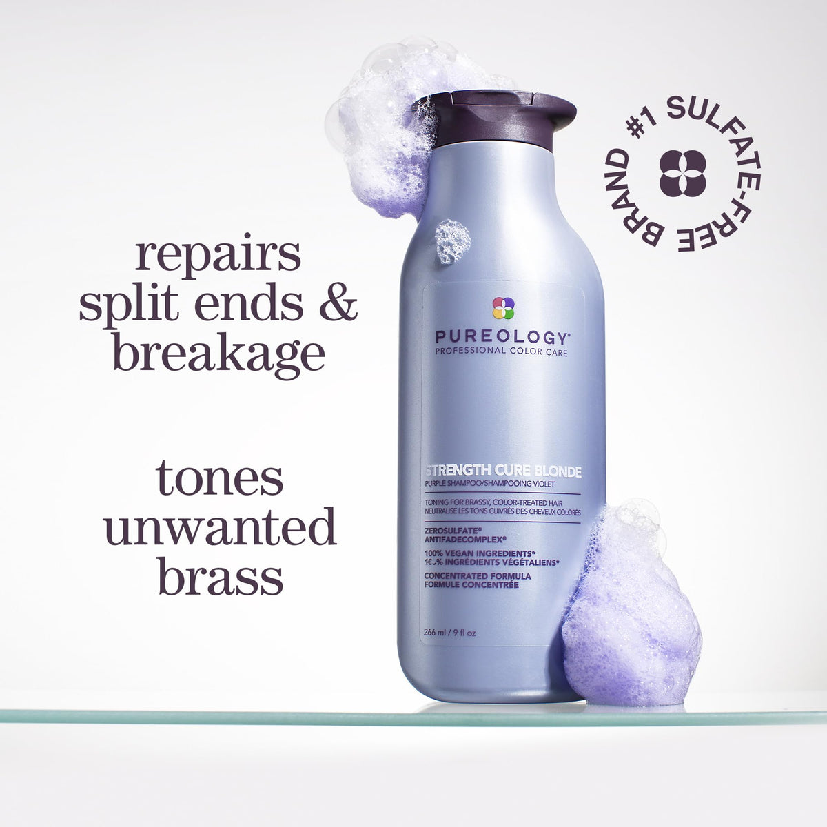 Pureology back label close-up displaying directions and ingredient highlights