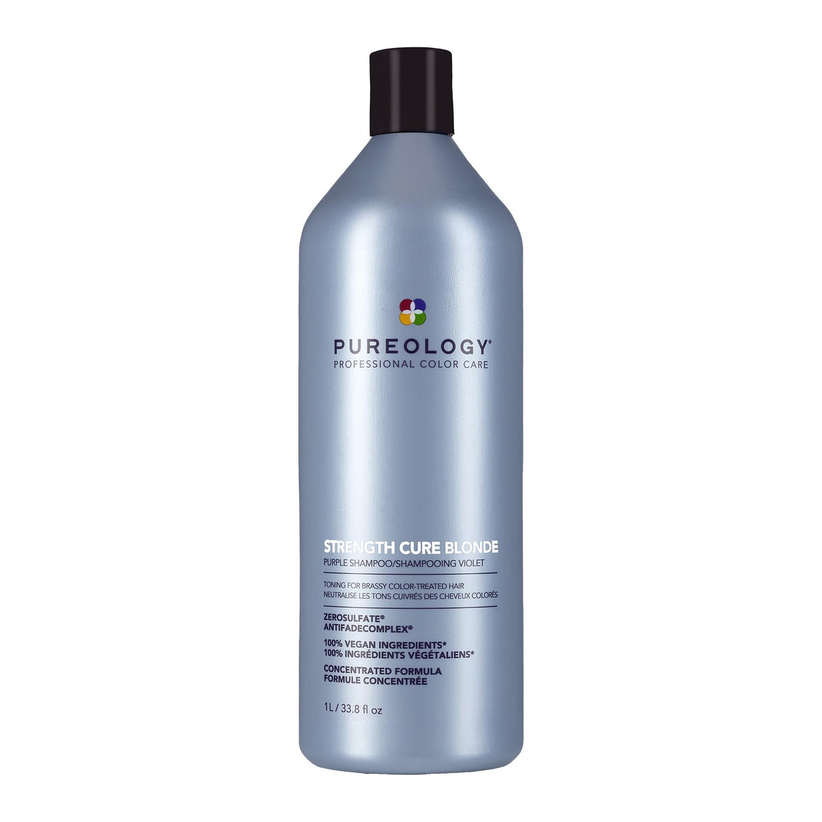 Pureology front bottle view showing brand and product for easy identification