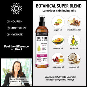 pureSCRUBS oil on hair ends illustrating frizz control and smoothing benefit