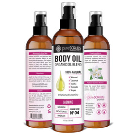 pureSCRUBS label close-up showing ingredient list and natural formulation benefit