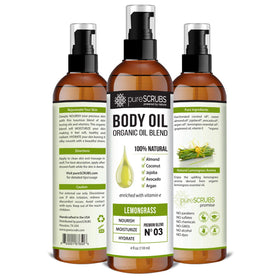 pureSCRUBS label and ingredients panel focusing on natural oils and vitamin E