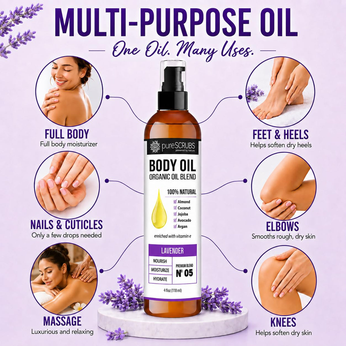 pureSCRUBS dabbed on hair ends reducing frizz and adding shine