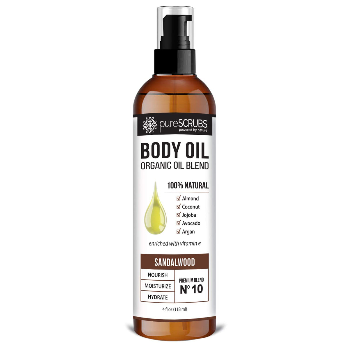 pureSCRUBS front bottle showing product and volume for hydration