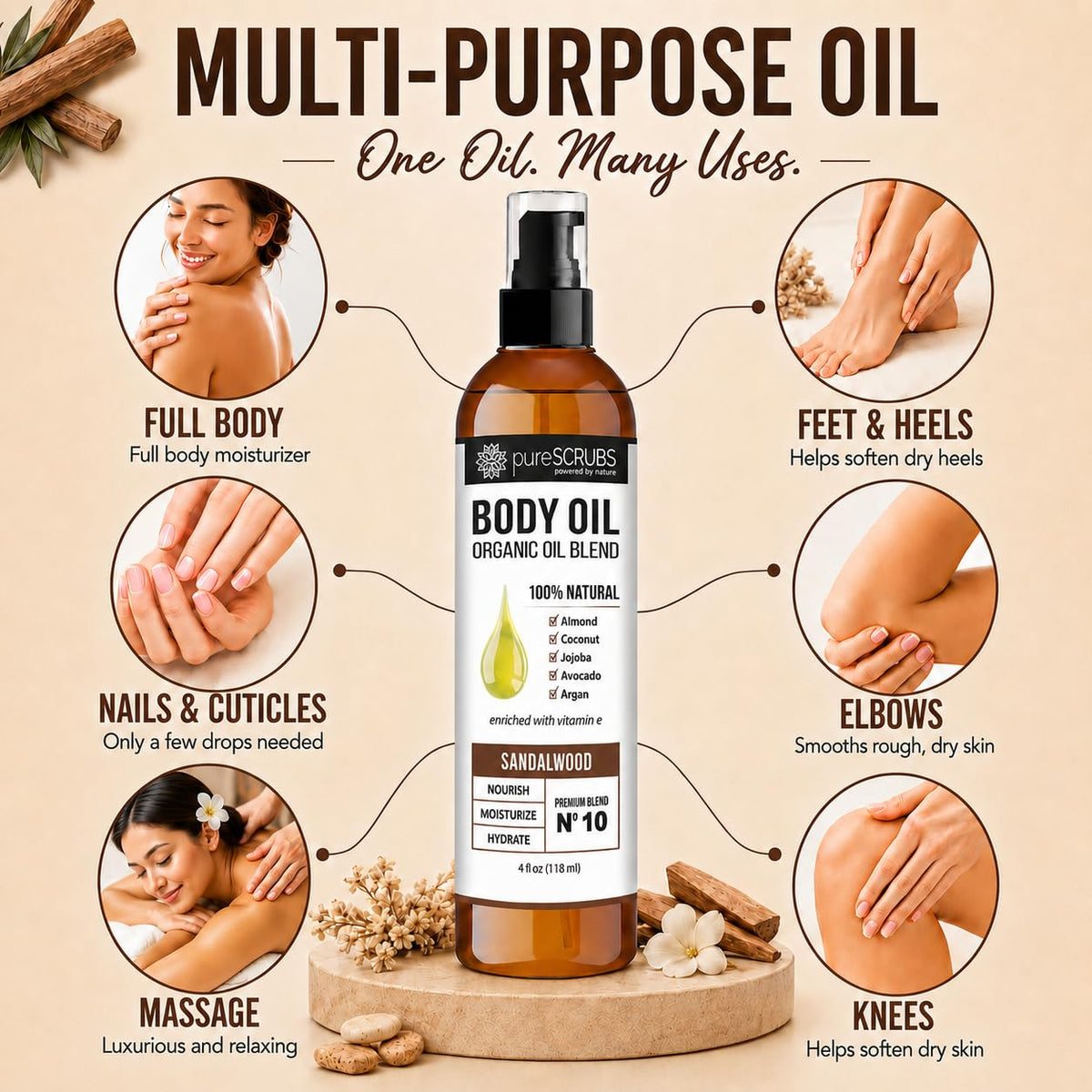 pureSCRUBS dabbed on hair ends to reduce dryness and add shine