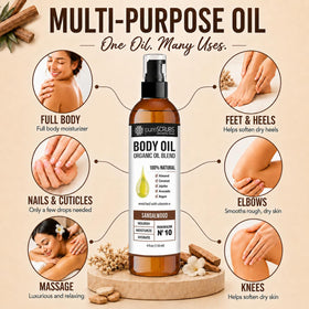 pureSCRUBS dabbed on hair ends to reduce dryness and add shine