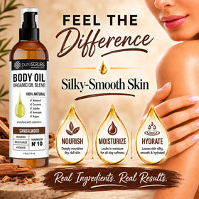 pureSCRUBS oil pouring texture illustrating smooth absorption