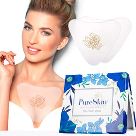 PureSkin front packaging showing four chest wrinkle pads and benefits
