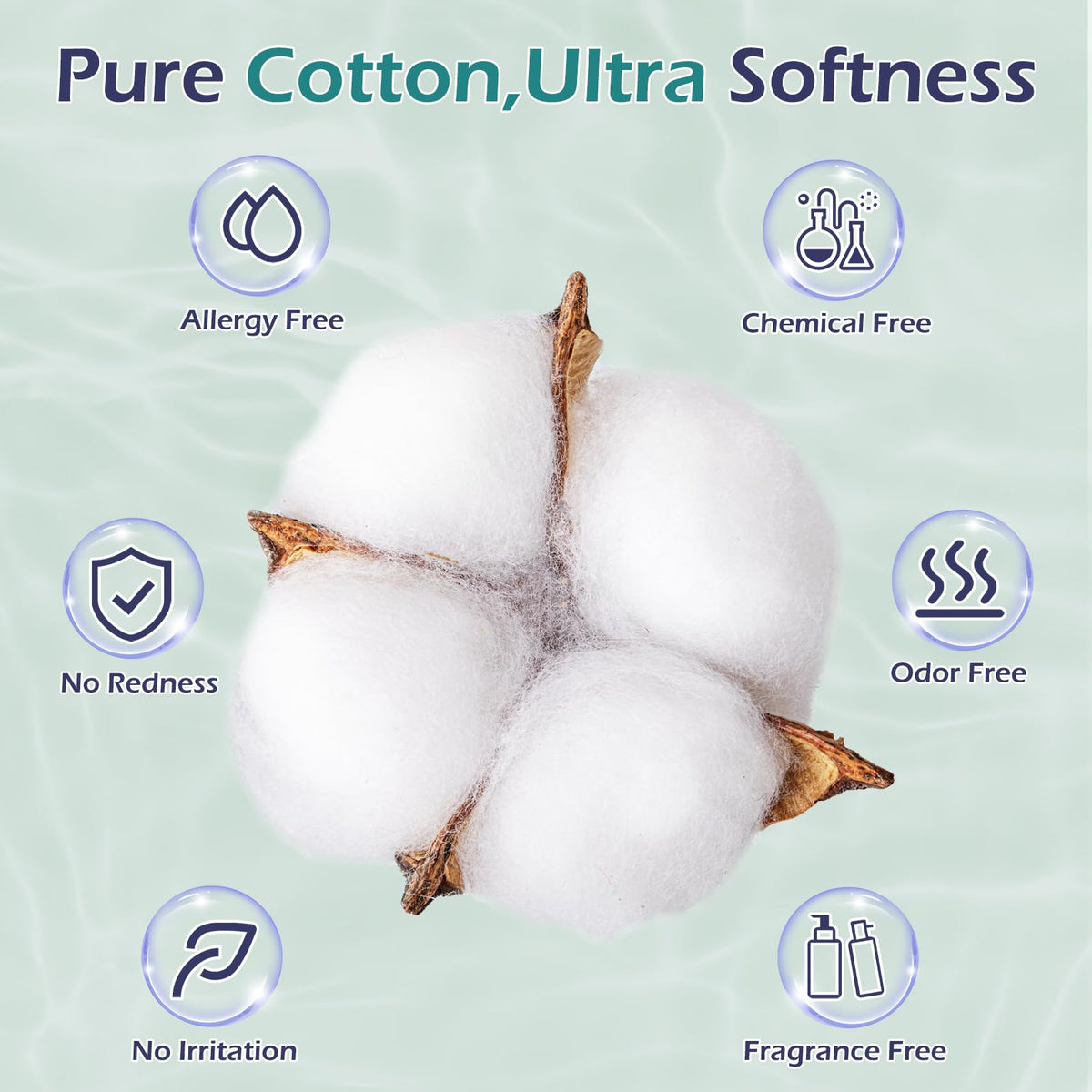PureSoftness close-up of cotton texture highlighting absorbency and gentleness