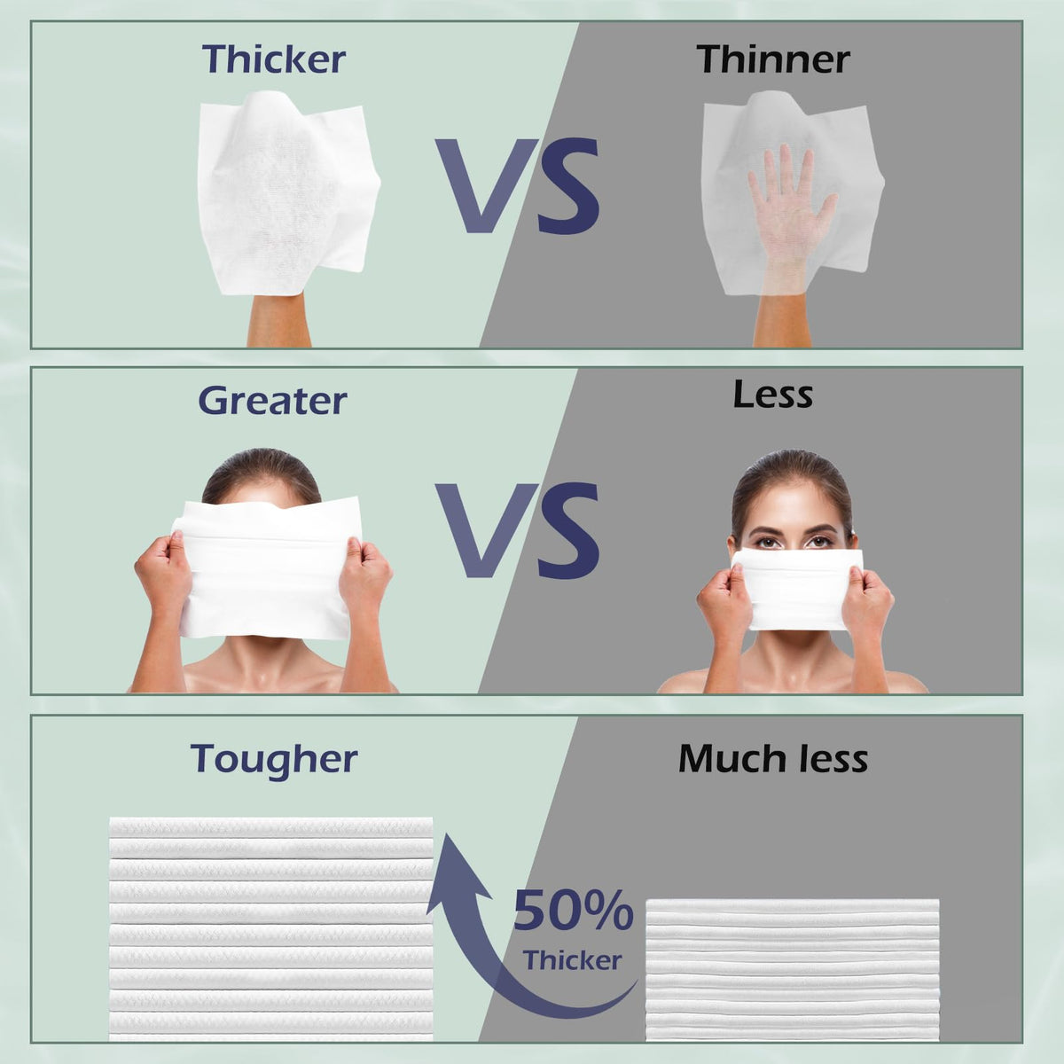 PureSoftness towel held in hand to show scale and full-face coverage