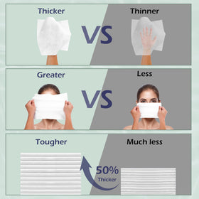 PureSoftness towel held in hand to show scale and full-face coverage