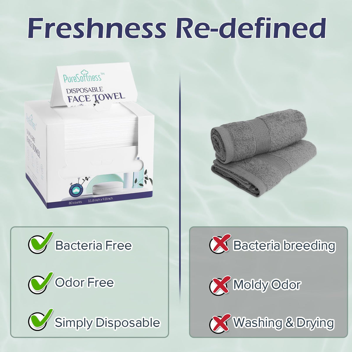 PureSoftness pack tucked in travel bag for easy portability and hygiene