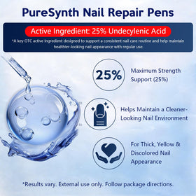 PureSynth pen applied to toenail illustrating even coverage and easier daily care