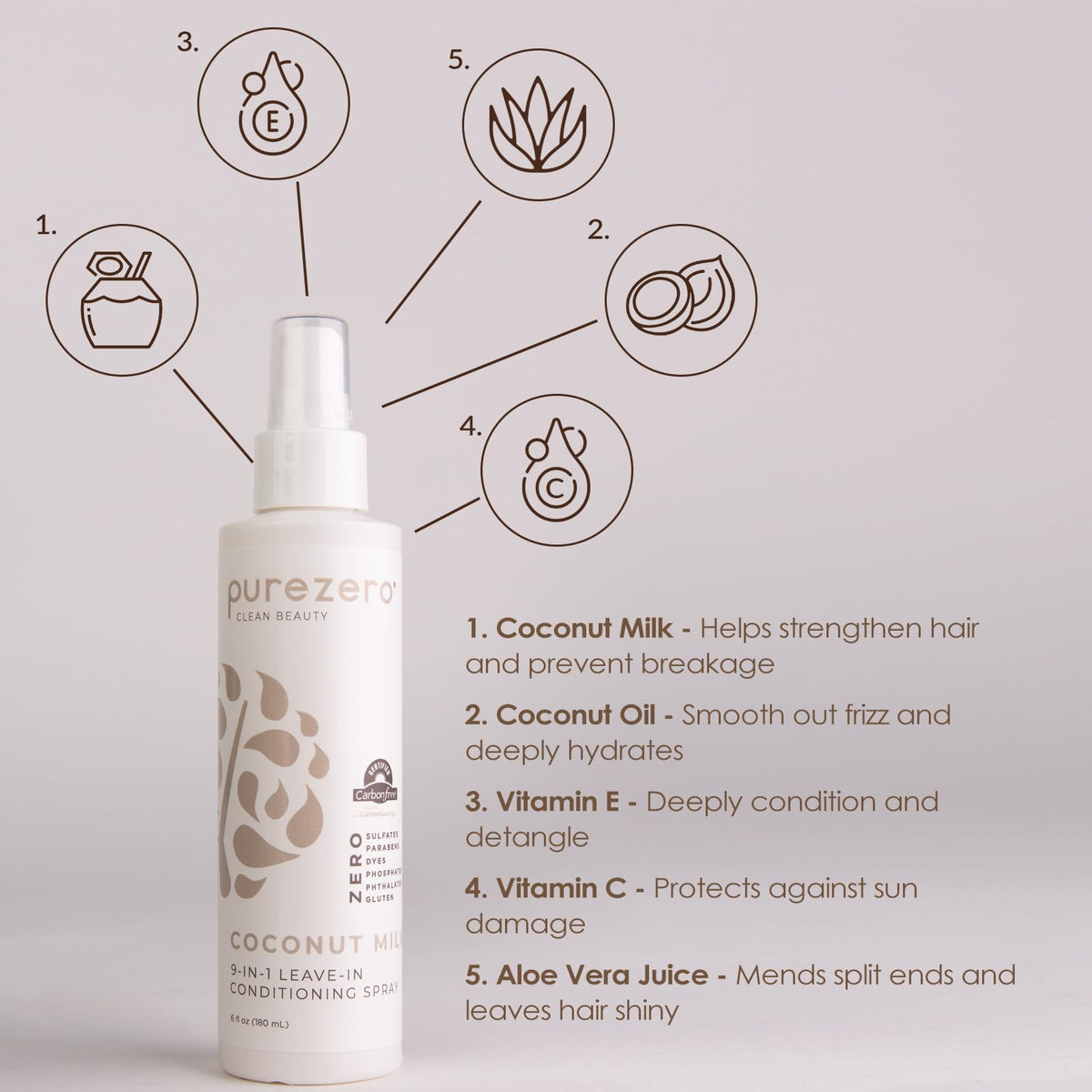 Purezero applied to towel-dried hair to detangle and condition