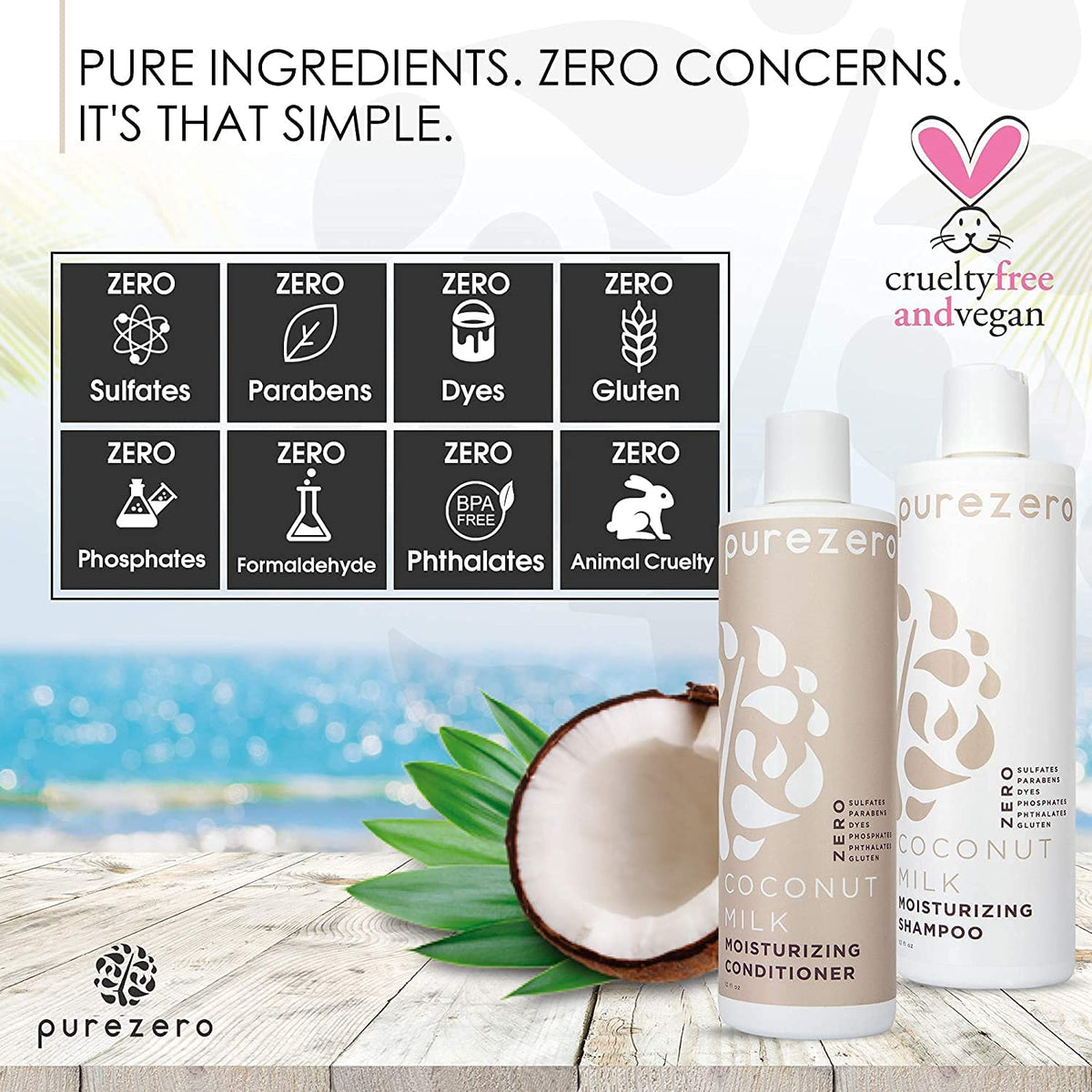 Purezero shampoo texture on hand showing creamy coconut-moisturizing lather