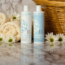 Purezero before and after hair comparison showing improved shine and frizz control