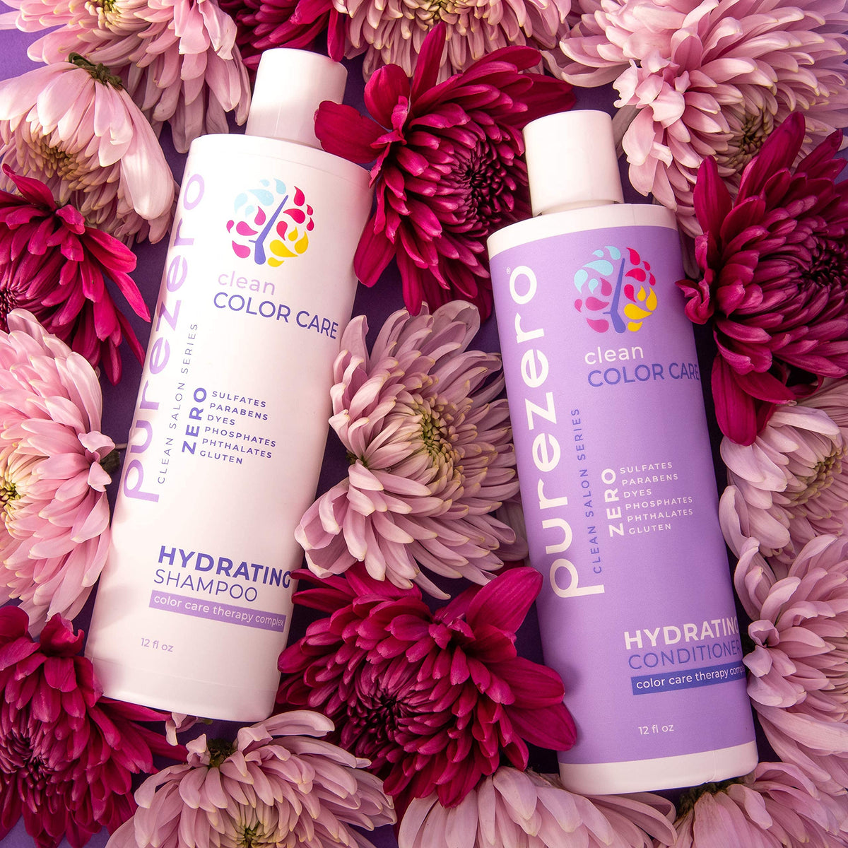 Purezero hair before and after image showing improved hydration and sheen