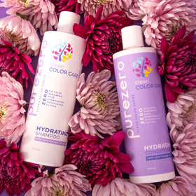 Purezero hair before and after image showing improved hydration and sheen