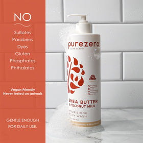 Purezero creamy texture pouring to show lathering and hydration