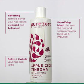 Purezero shampoo pour close-up texture, shows gentle clarifying action