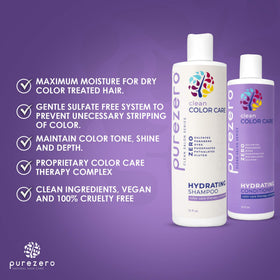 Purezero shampoo pump closeup emphasizing gentle sulfate-free cleansing action