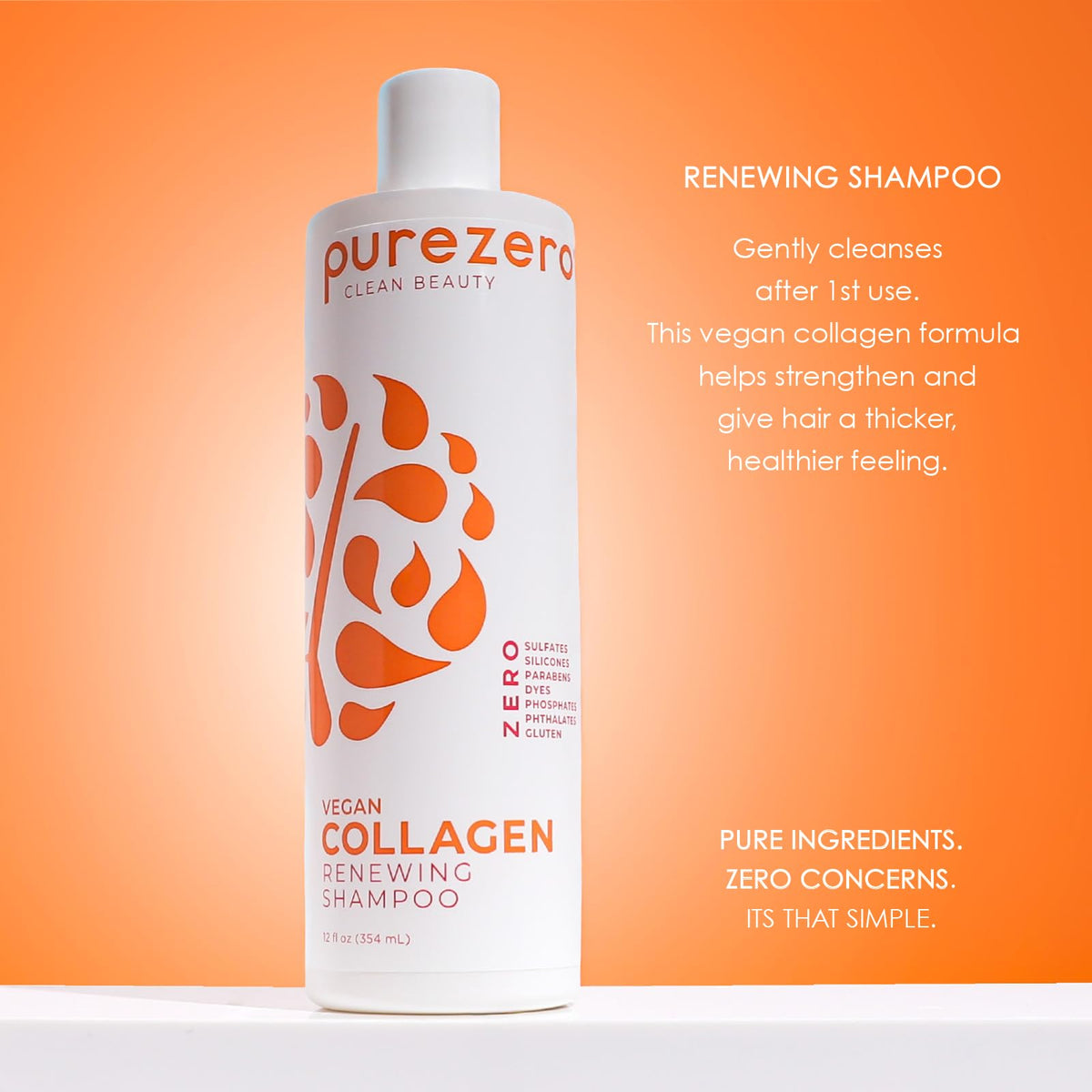 Purezero shampoo pump closeup highlighting easy dispensing and gentle cleanse