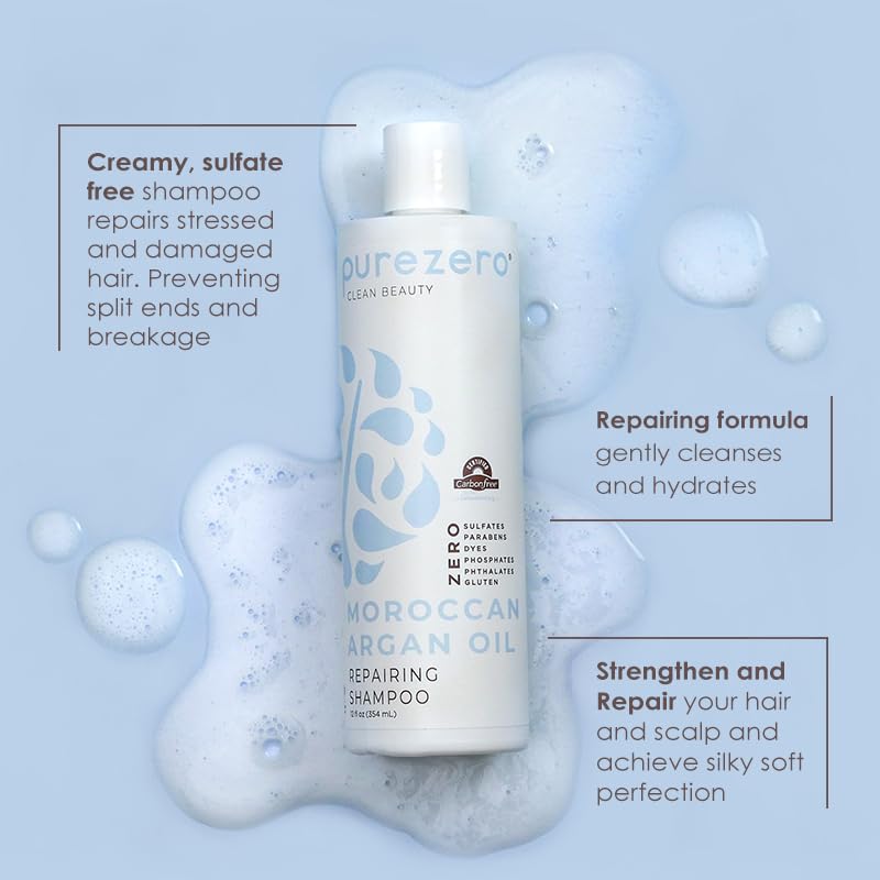 Purezero shampoo pump close-up illustrating easy dispensing and clean formulation