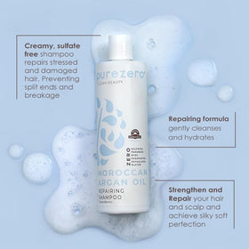 Purezero shampoo pump close-up illustrating easy dispensing and clean formulation