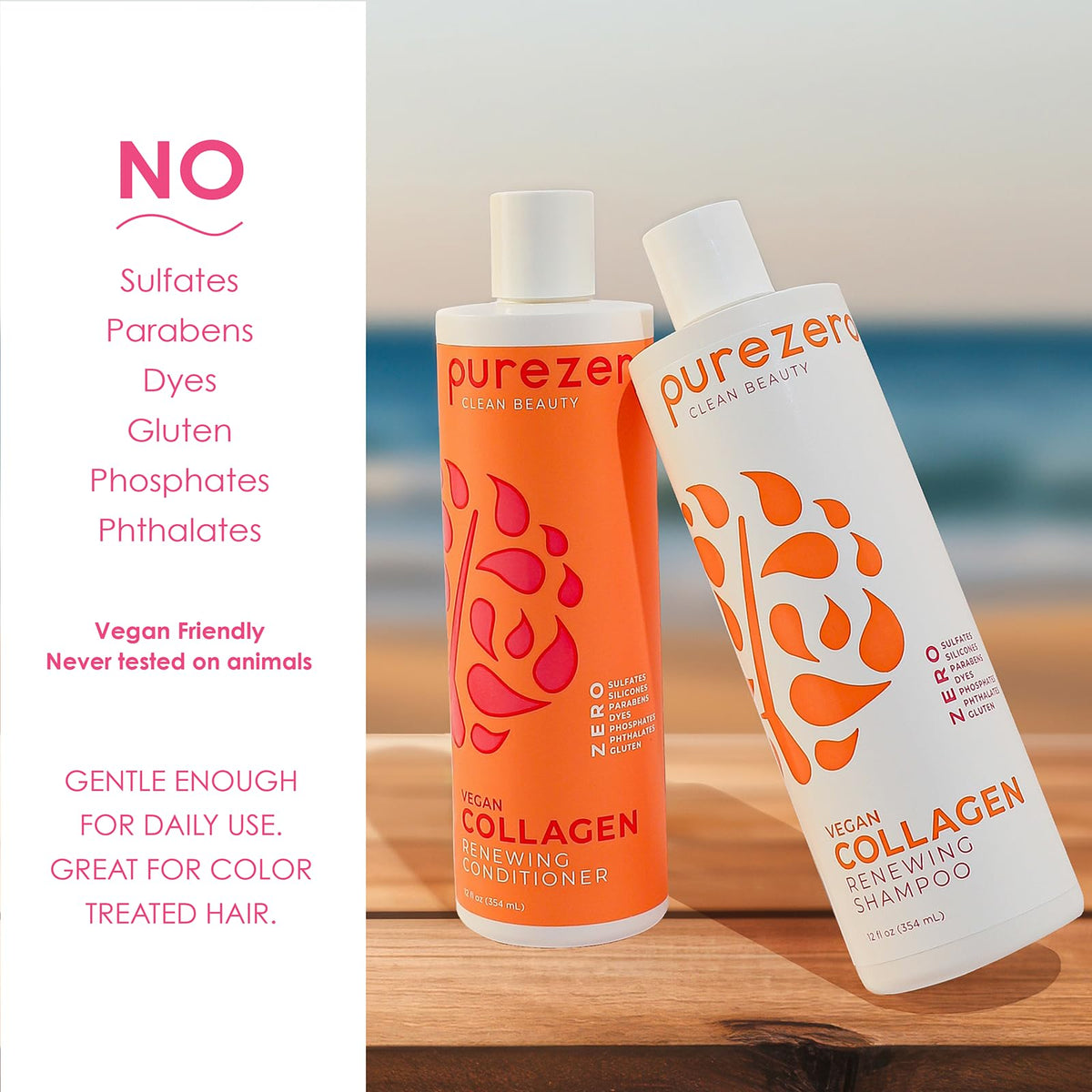 Purezero bottle in hand showing 12 oz scale for travel and daily use
