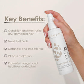 Purezero leave-in texture on palms highlighting lightweight hydration
