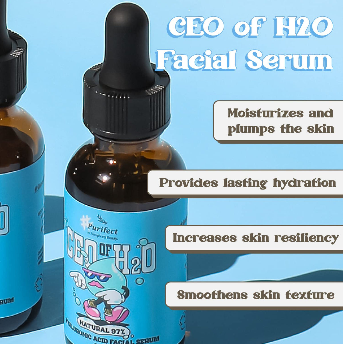 Purifect dropper dispensing clear serum for precise, mess-free use