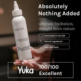 Purist on bathroom shelf styled in routine setting promoting ritual self-care benefit
