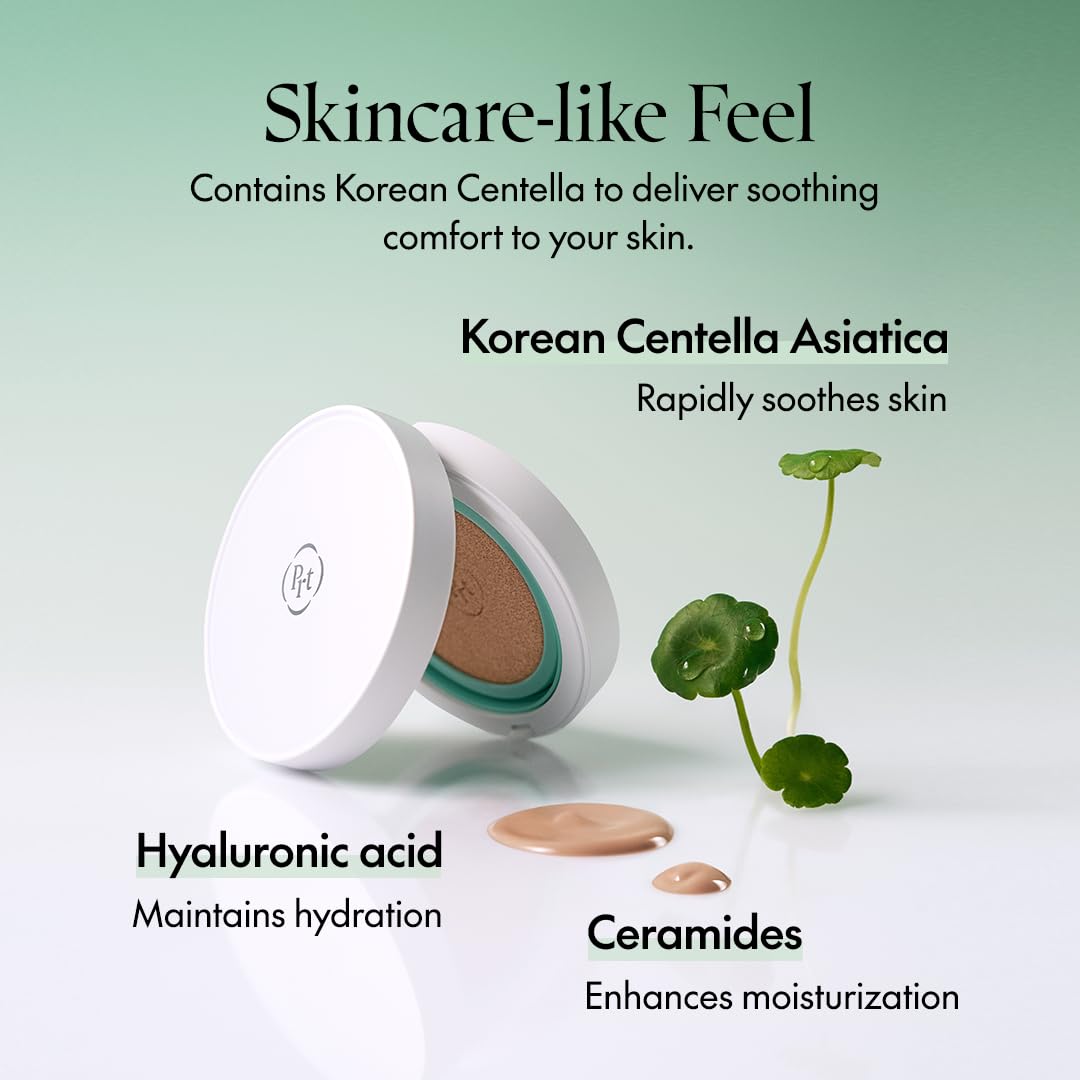 PURITO cushion placed by a makeup bag showing everyday portable skincare-makeup hybrid
