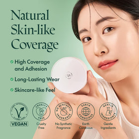 PURITO open compact with puff visible demonstrates convenient on-the-go application