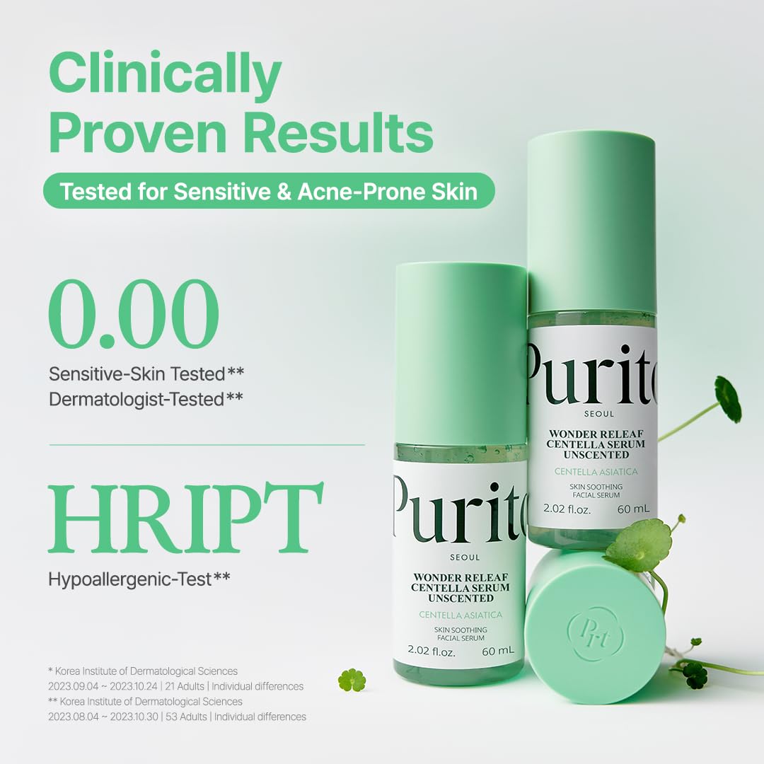 PURITO before and after scenario showing reduced redness and improved tone benefit