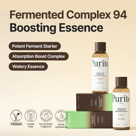 PURITO close-up label highlighting fermented complex and ingredient clarity benefit