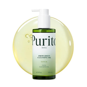 PURITO front packaging of cleansing oil showing label and volume, conveying trustworthy gentle cleansing