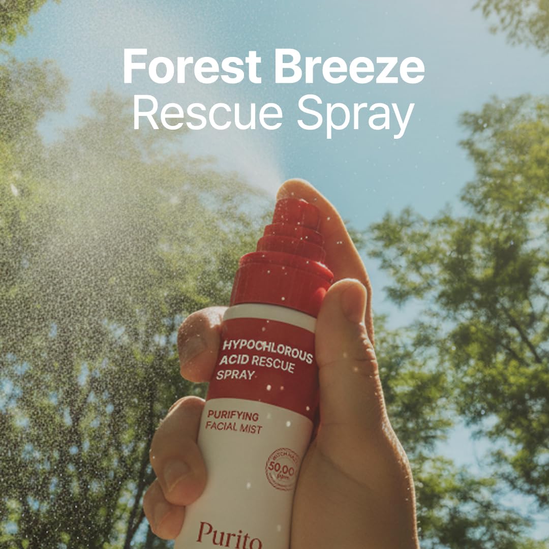 PURITO close-up mist spray demonstrating fine, even application benefit