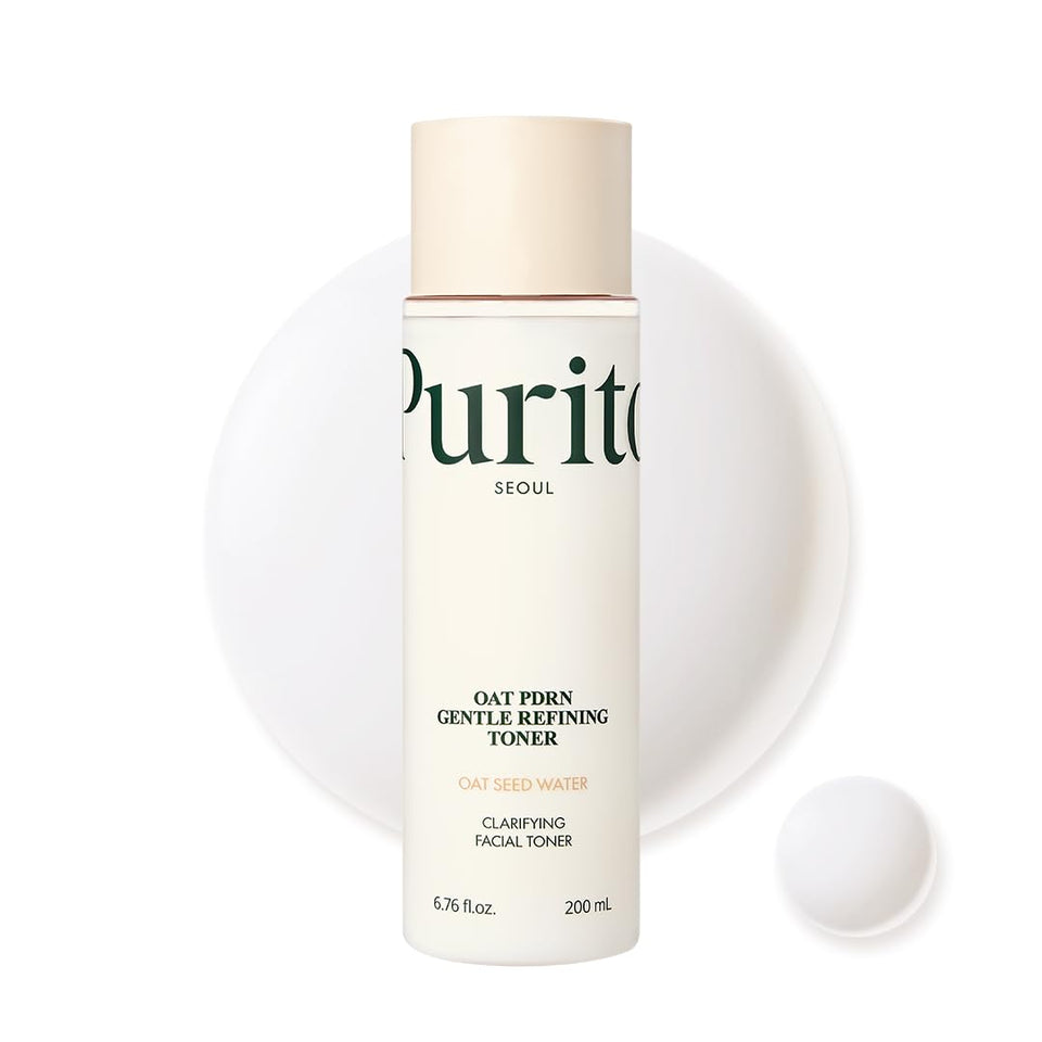 PURITO front bottle view showing clean toner packaging and hydration benefit