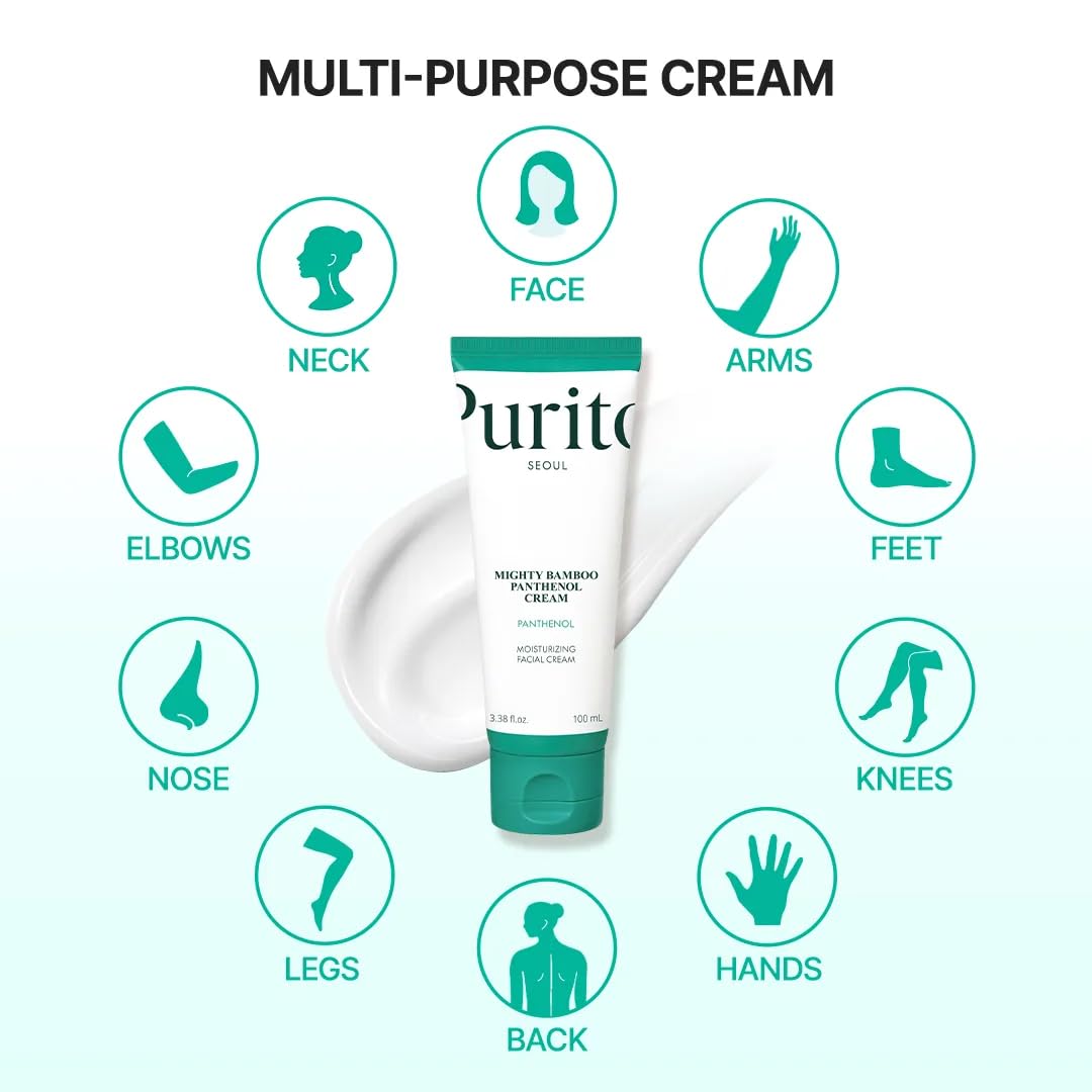 PURITO cream being applied to hand demonstrating quick absorption