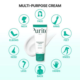 PURITO cream being applied to hand demonstrating quick absorption