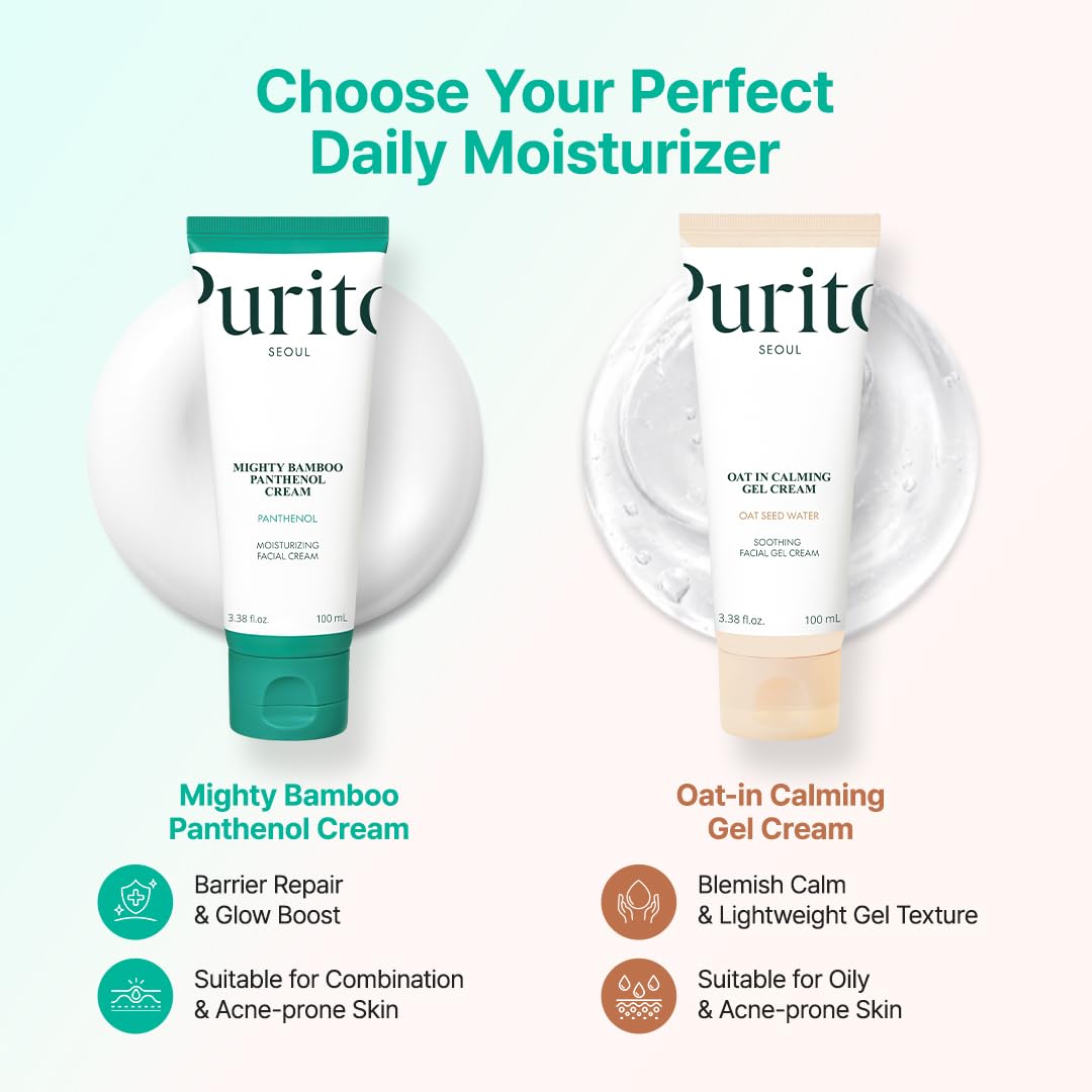 PURITO on bathroom shelf during morning routine for layering tip
