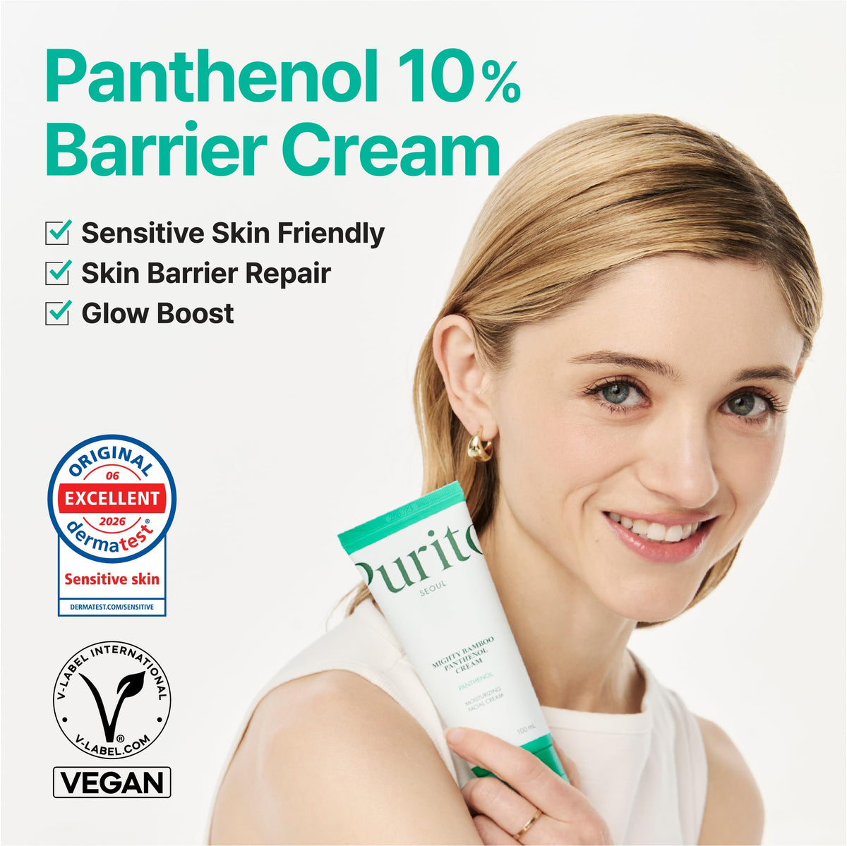 PURITO open jar texture showing lightweight gel-cream feel