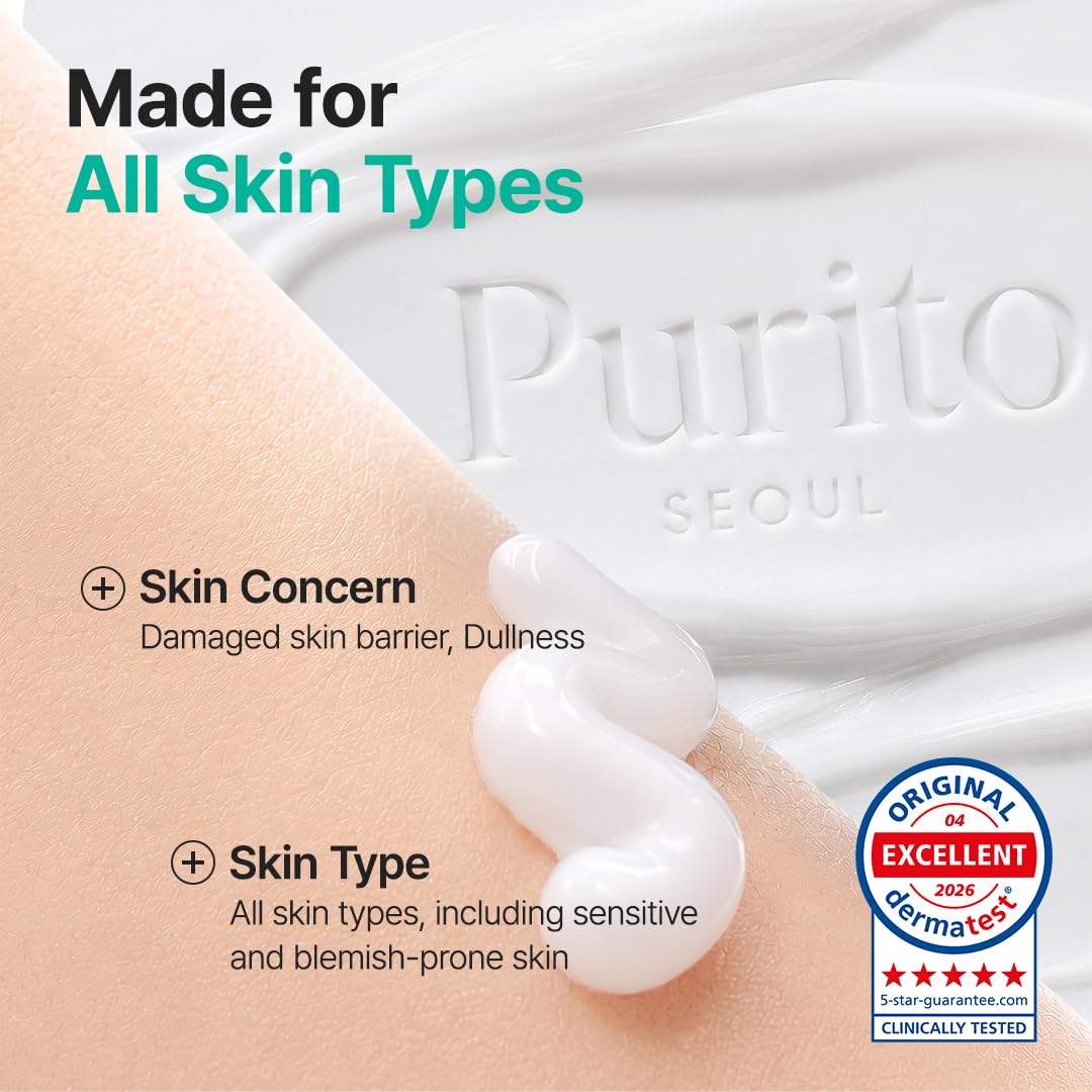 PURITO cream visible on skin showing non-greasy absorption