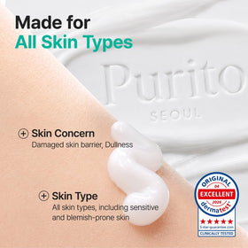 PURITO cream visible on skin showing non-greasy absorption