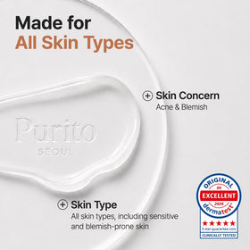 PURITO label close-up focusing on key ingredients and transparent formulation benefits