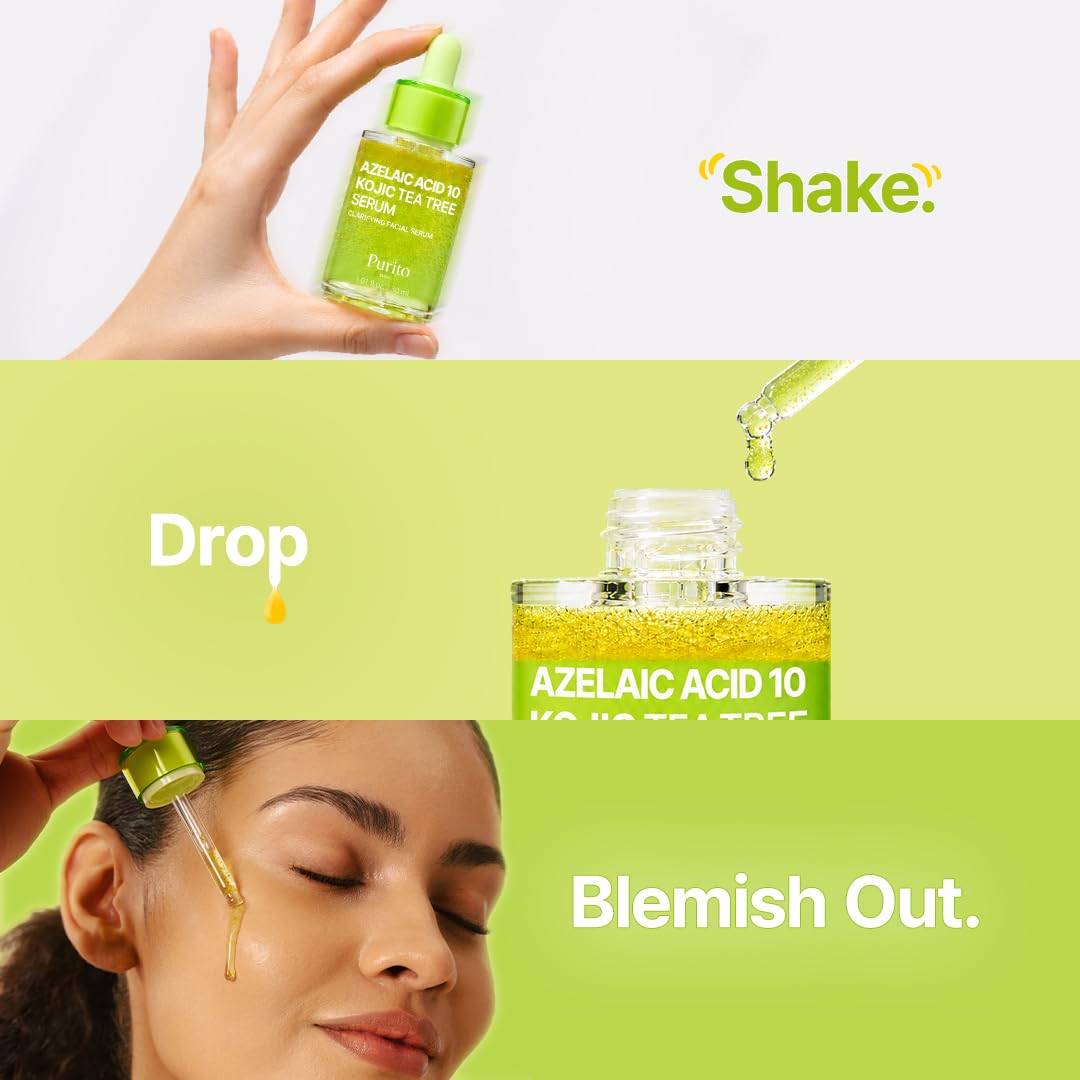 PURITO serum on bathroom shelf in lifestyle setting showing everyday accessibility benefit