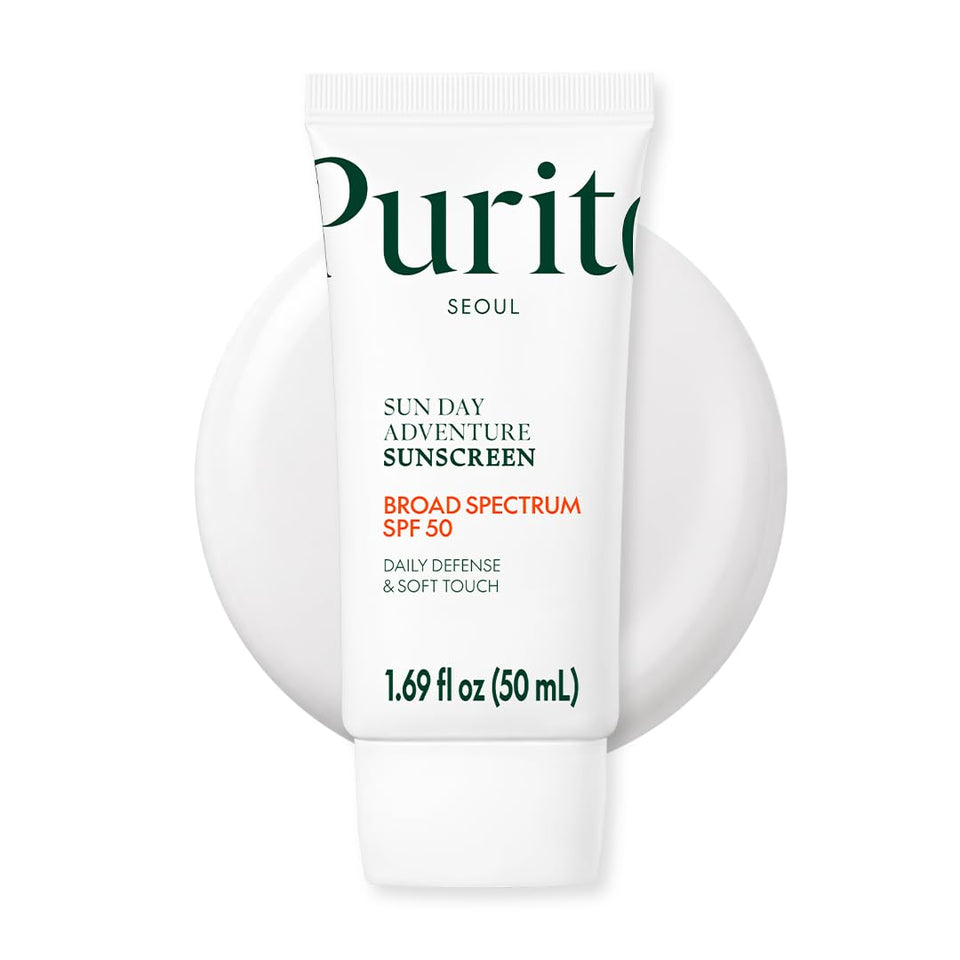 PURITO front packaging tube showing SPF 50 and lightweight claim protecting skin