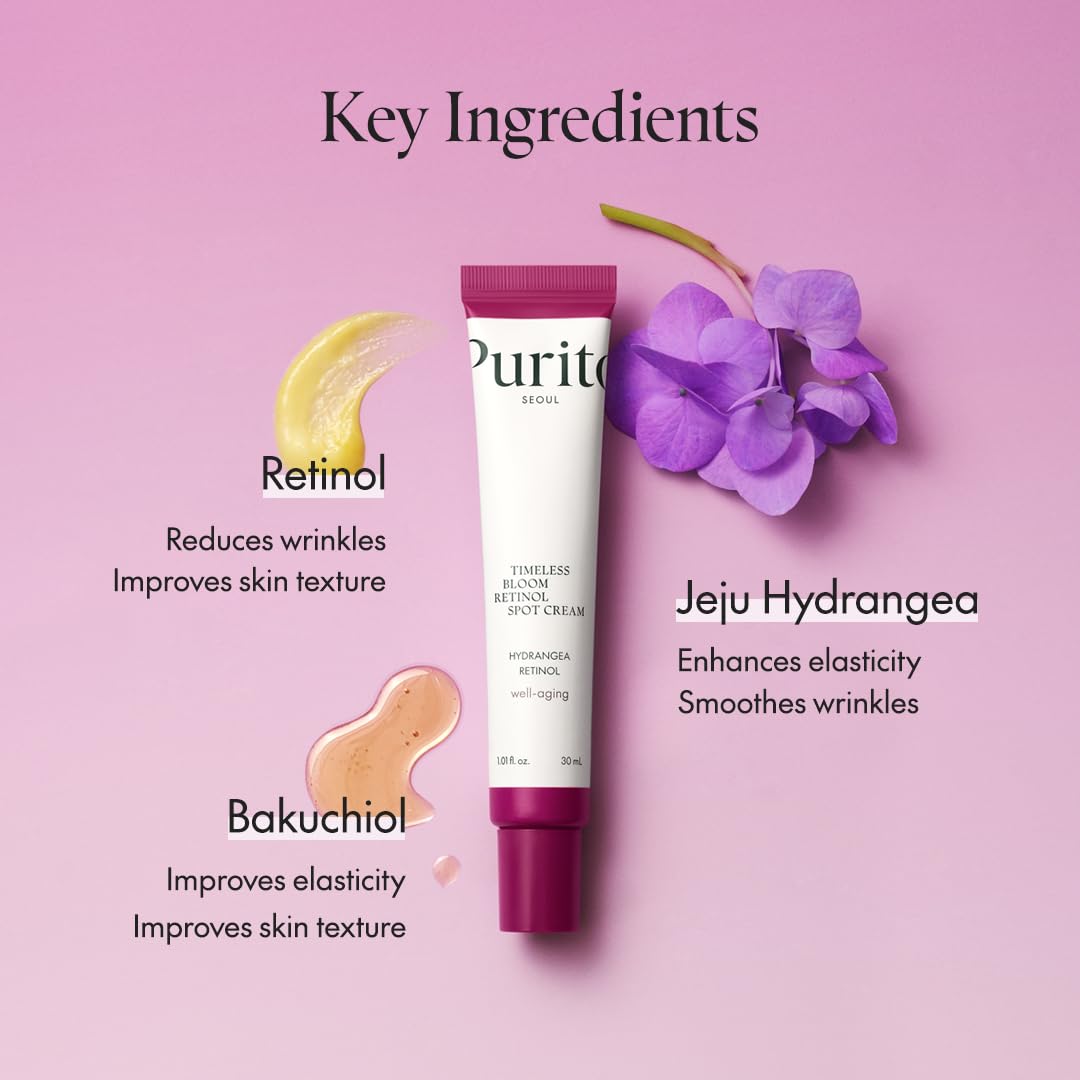 PURITO applying spot cream to cheek demonstrating targeted wrinkle care