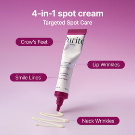 PURITO 30ml jar next to common items showing compact travel-friendly size