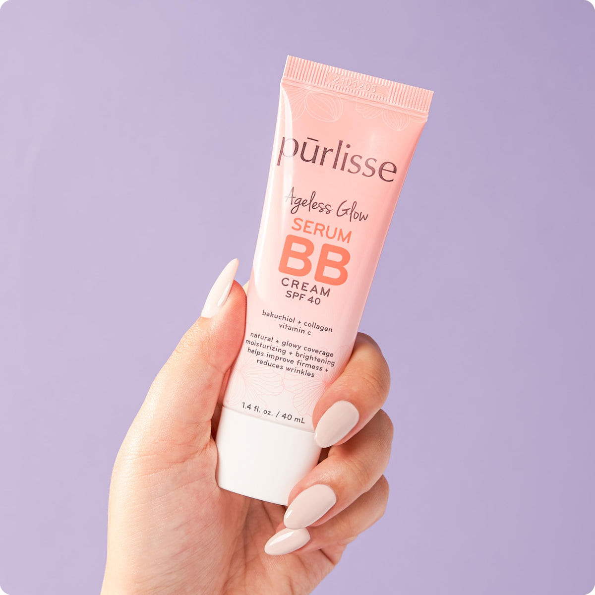 pūrlisse blending with fingertips on cheek, quick natural coverage advantage